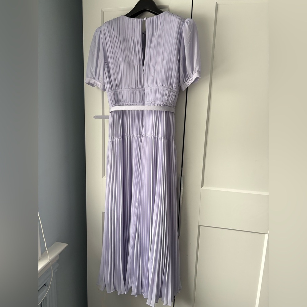 Self Portrait Lavender Pleated Midi Dress, Size 4 - Picture 5 of 6